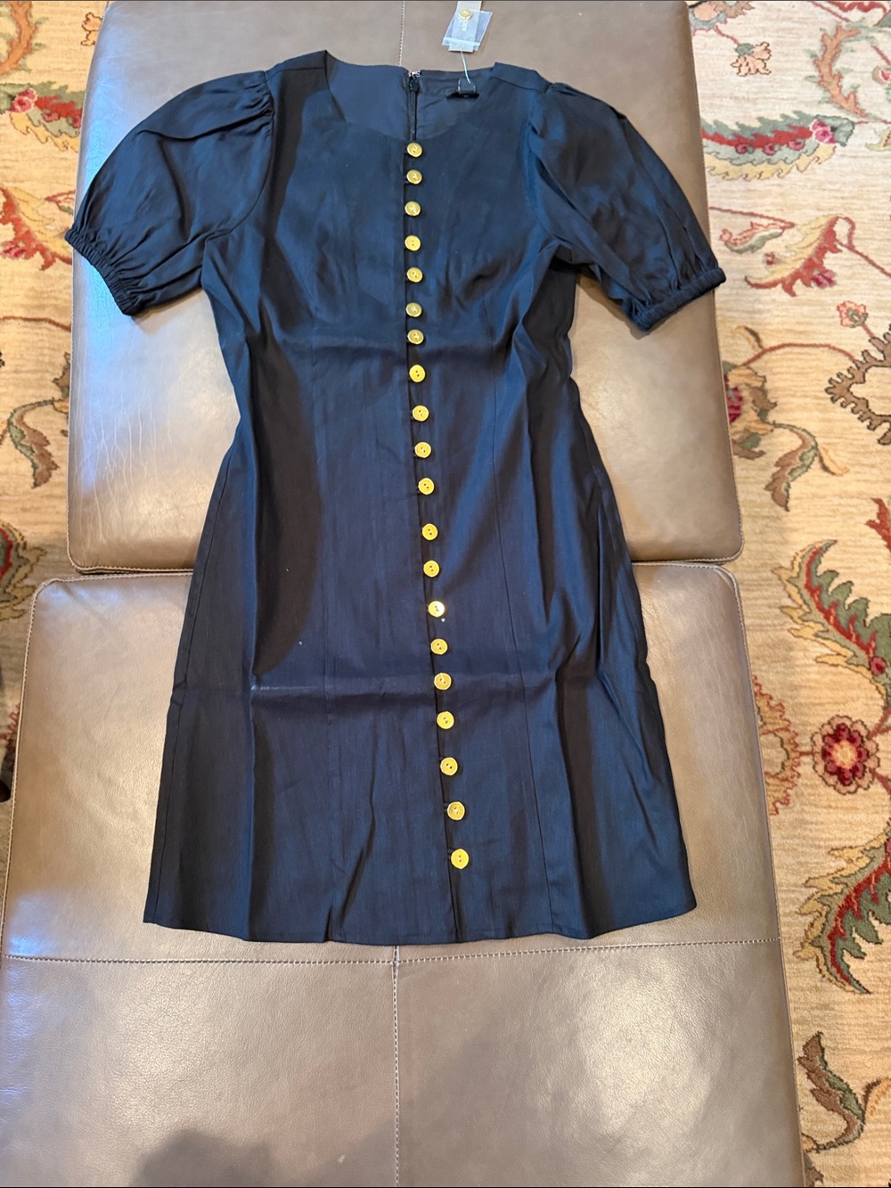 J. Crew Black Mini Dress with Gold Buttons